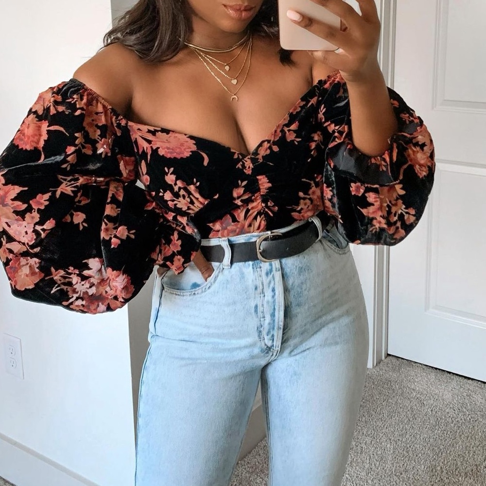 VICI Floral Velvet Top